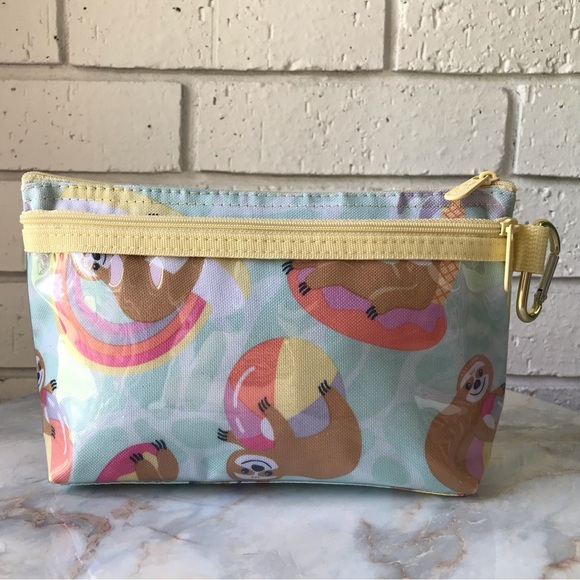 Thirty One Clear Clip Pouch Pool Day Sloths - Picture 1 of 14